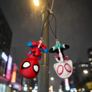 spidergwen hanging keychain with sturdy stand