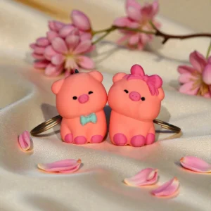 piggy love duo | without magnet couple keychain