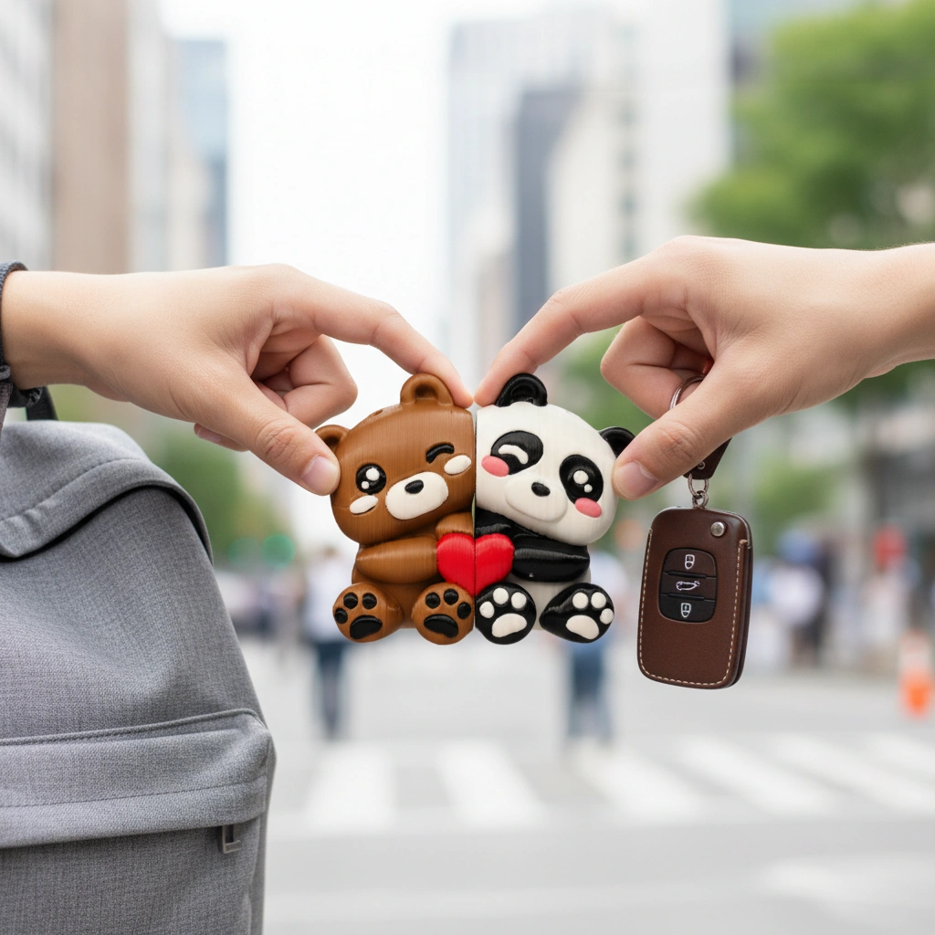 bear x panda love duo | magnetic couple keychain bear x panda love duo | magnetic couple keychain